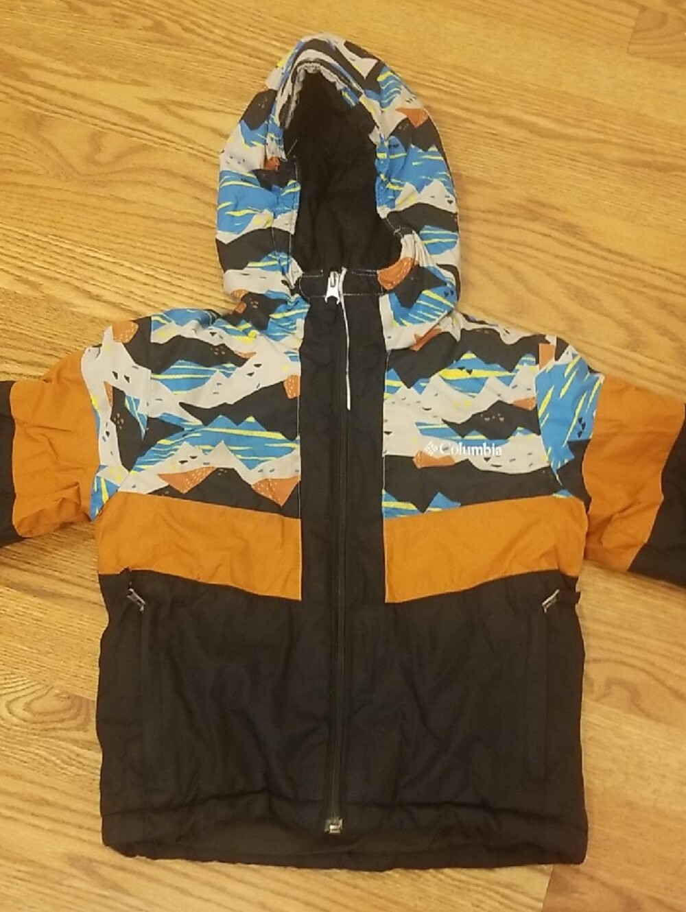 Columbia Boys' Black and Orange Hooded Winter Jacket